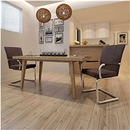 Cantilever dining chairs 2 pcs brown faux leather - Dining Chair
