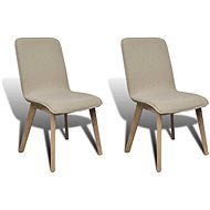 Dining chairs 2 pcs beige textile and solid oak wood - Dining Chair