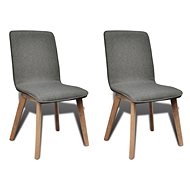 Dining chairs 2 pcs light gray textile and solid oak wood - Dining Chair
