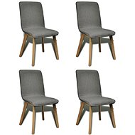Dining chairs 4 pcs light gray textile and solid oak wood - Dining Chair