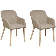 Dining chairs 2 pcs beige textile and solid oak wood - Dining Chair