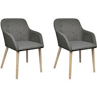 Dining chairs 2 pcs light gray textile and solid oak wood - Dining Chair