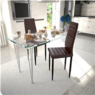 Dining chair 2 pcs brown faux leather - Dining Chair