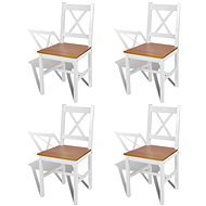 Jedálenské stoličky 4 ks biele borovicové drevo - Jedálenská stolička