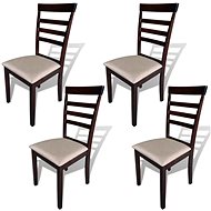 Dining chairs 4 pcs brown and cream solid wood and textile - Dining Chair