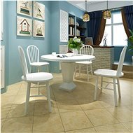 Dining chairs 4 pcs white solid rubber wood - Dining Chair