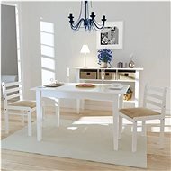 Dining chairs 2 pcs white solid rubber wood and velvet - Dining Chair