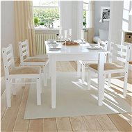 Dining chairs 4 pcs white solid rubber wood and velvet - Dining Chair