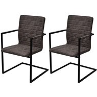 Cantilever dining chairs 2 pcs brown faux leather - Dining Chair