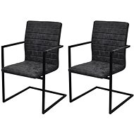 Cantilever dining chairs 2 pcs black faux leather - Dining Chair