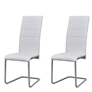 Cantilever dining chairs 2 pcs white faux leather - Dining Chair