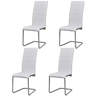 Cantilever dining chairs 4 pcs white faux leather - Dining Chair