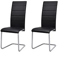Cantilever dining chairs 2 pcs black faux leather - Dining Chair