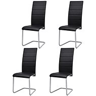 Cantilever dining chairs 4 pcs black faux leather - Dining Chair