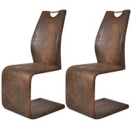 Dining chair 2 pcs brown faux leather - Dining Chair