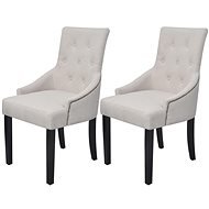 Dining chairs 2 pcs cream gray textile - Dining Chair