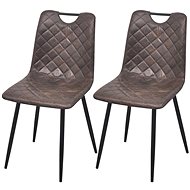 Dining chair 2 pcs dark brown faux leather - Dining Chair