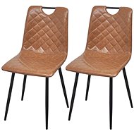 Dining chair 2 pcs light brown faux leather - Dining Chair