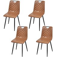 Dining chair 4 pcs light brown faux leather - Dining Chair