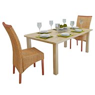 Dining chairs 2 pcs brown natural rattan - Dining Chair