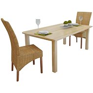 Dining chairs 2 pcs brown natural rattan - Dining Chair