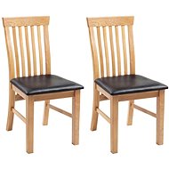 Dining chairs 2 pcs solid oak wood and artificial leather - Dining Chair