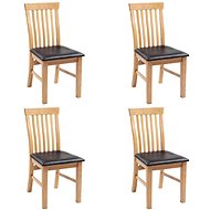 Dining Chairs 4 pcs Solid Oak Wood and Artificial Leather - Dining Chair