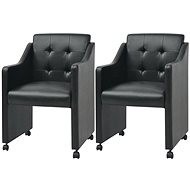 Dining chair 2 pcs black faux leather - Dining Chair
