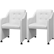Dining chair 2 pcs white faux leather - Dining Chair