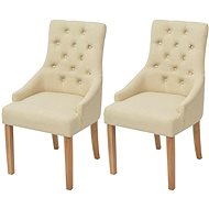 Dining chairs 2 pcs cream textile - Dining Chair