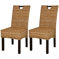 Dining chairs 2 pcs rattan kubu and mango wood - Dining Chair