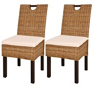Dining chairs 2 pcs rattan kubu and mango wood - Dining Chair