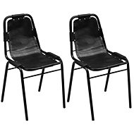 Dining chair 2 pcs black genuine leather - Dining Chair