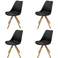 Dining chair 4 pcs black faux leather - Dining Chair