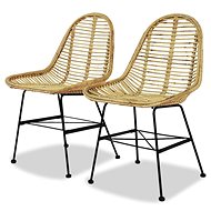 Dining chairs 2 pcs natural rattan - Dining Chair