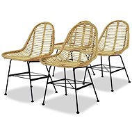 Dining chairs 4 pcs natural rattan - Dining Chair