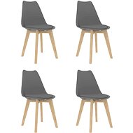 Dining chair 4 pcs gray faux leather - Dining Chair
