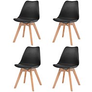 Dining chair 4 pcs black faux leather - Dining Chair