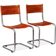 Dining chair 2 pcs brown genuine leather - Dining Chair