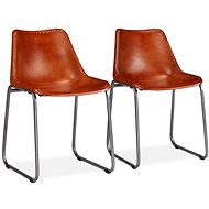 Dining chair 2 pcs brown genuine leather - Dining Chair