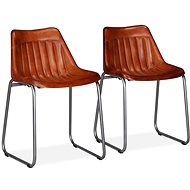 Dining chair 2 pcs brown genuine leather - Dining Chair