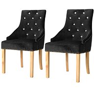 Dining chairs 2 pcs black solid oak wood and velvet - Dining Chair