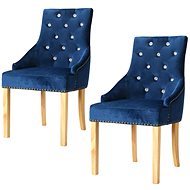 Dining chairs 2 pcs blue solid oak wood and velvet - Dining Chair