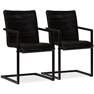 Dining chair 2 pcs anthracite genuine leather - Dining Chair