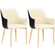 Dining chairs 2 pcs black and cream textile - Dining Chair