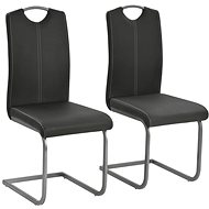 Cantilever dining chairs 2 pcs gray faux leather - Dining Chair