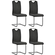 Cantilever dining chairs 4 pcs gray faux leather - Dining Chair