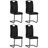 Cantilever dining chairs 4 pcs black faux leather - Dining Chair