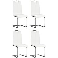 Cantilever dining chairs 4 pcs white faux leather - Dining Chair