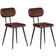 Dining chair 2 pcs brown genuine leather - Dining Chair